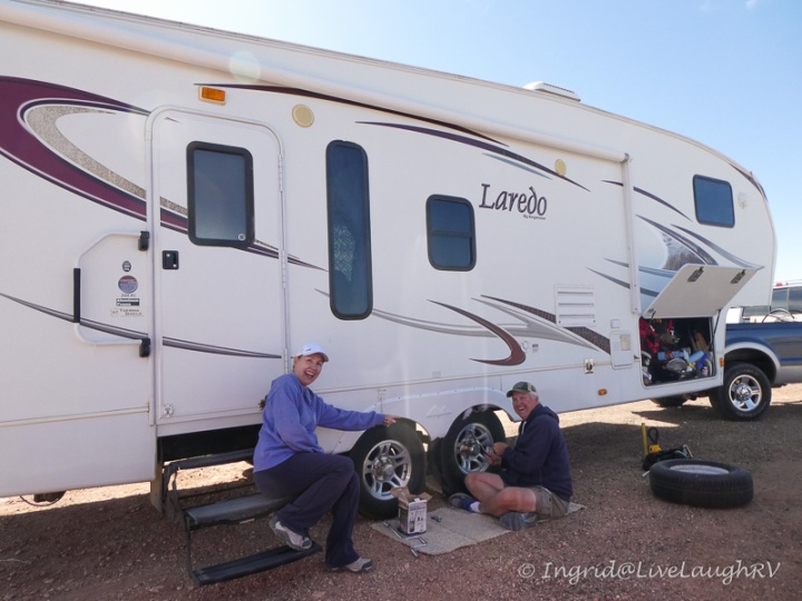 changing a flat tire on a RV