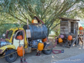 Each display tells a story. A septic truck pumping up pumpkin seed waste.