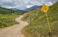 exploring the backcountry near Crested Butte, Colorado, gravel road meanders in the mountains